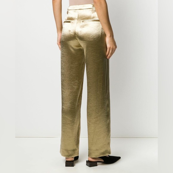 Pale Gold Metallic Satin Wide Leg Pants - Picture 7 of 8